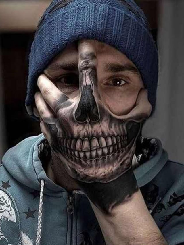 Scary-Facial-Skull-Tattoo-On-Hand