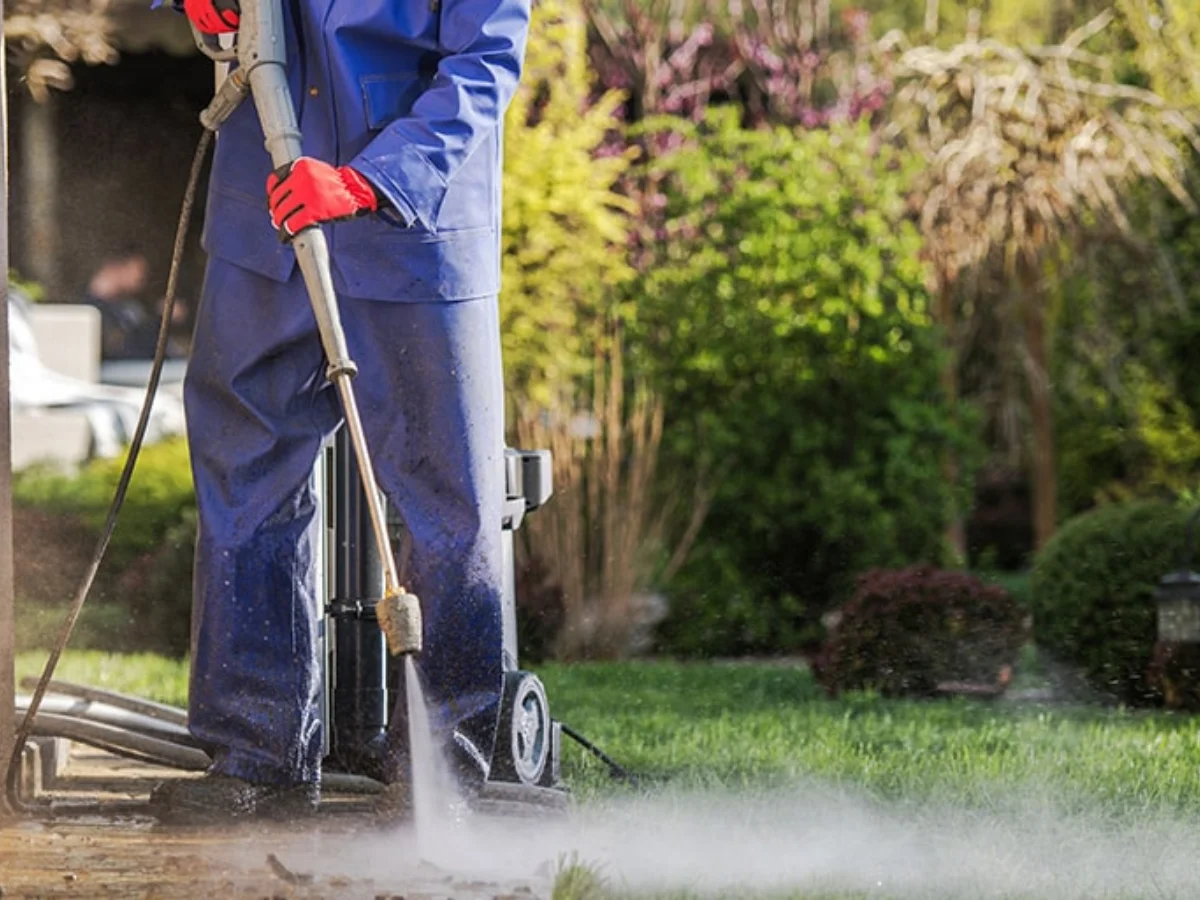 a pressure washing